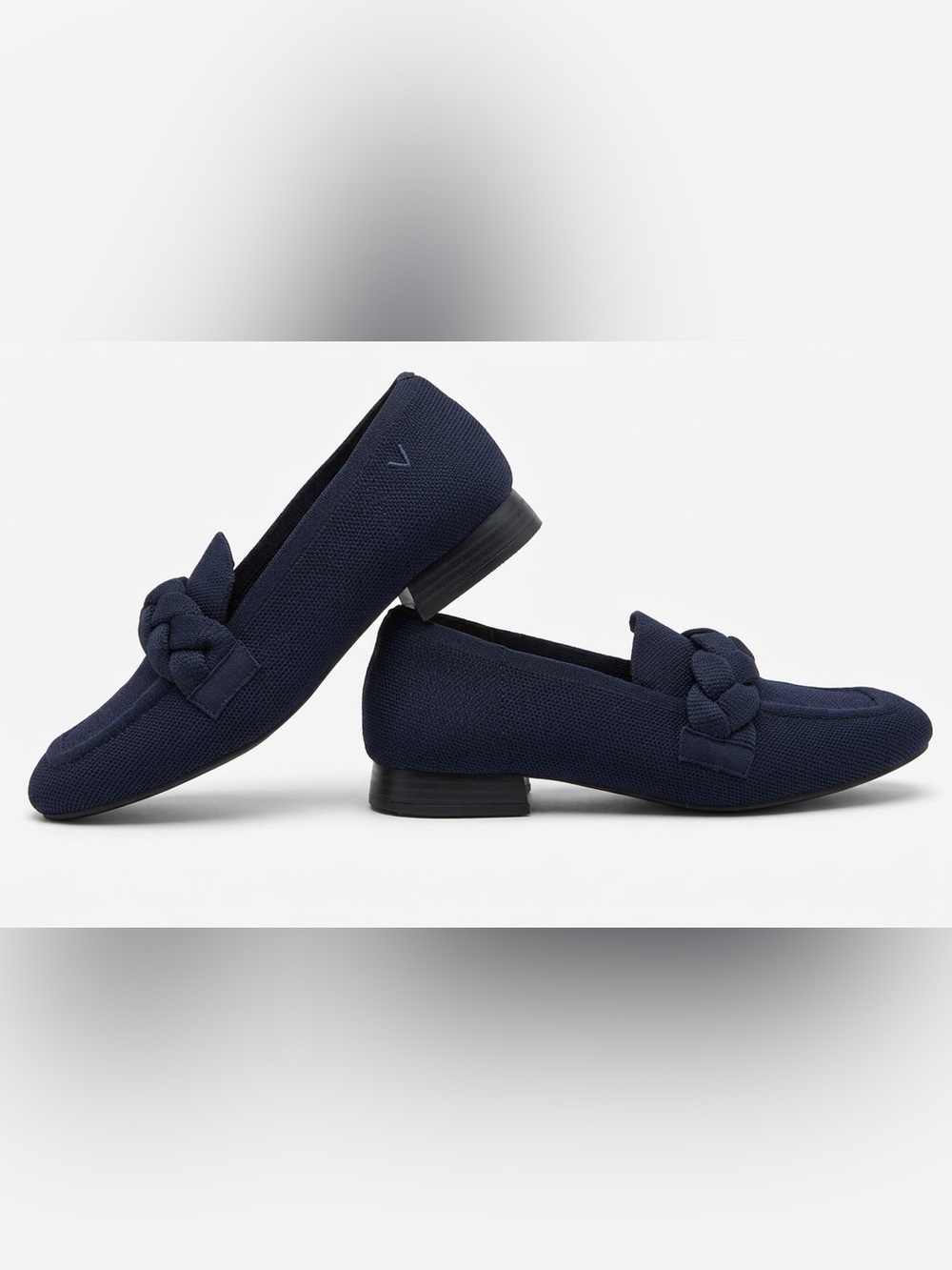 Vivaia Womens 39.5 / 8.5 Caitlin Square Toe Knot Loafers Navy Slip On Flats - Picture 4 of 7
